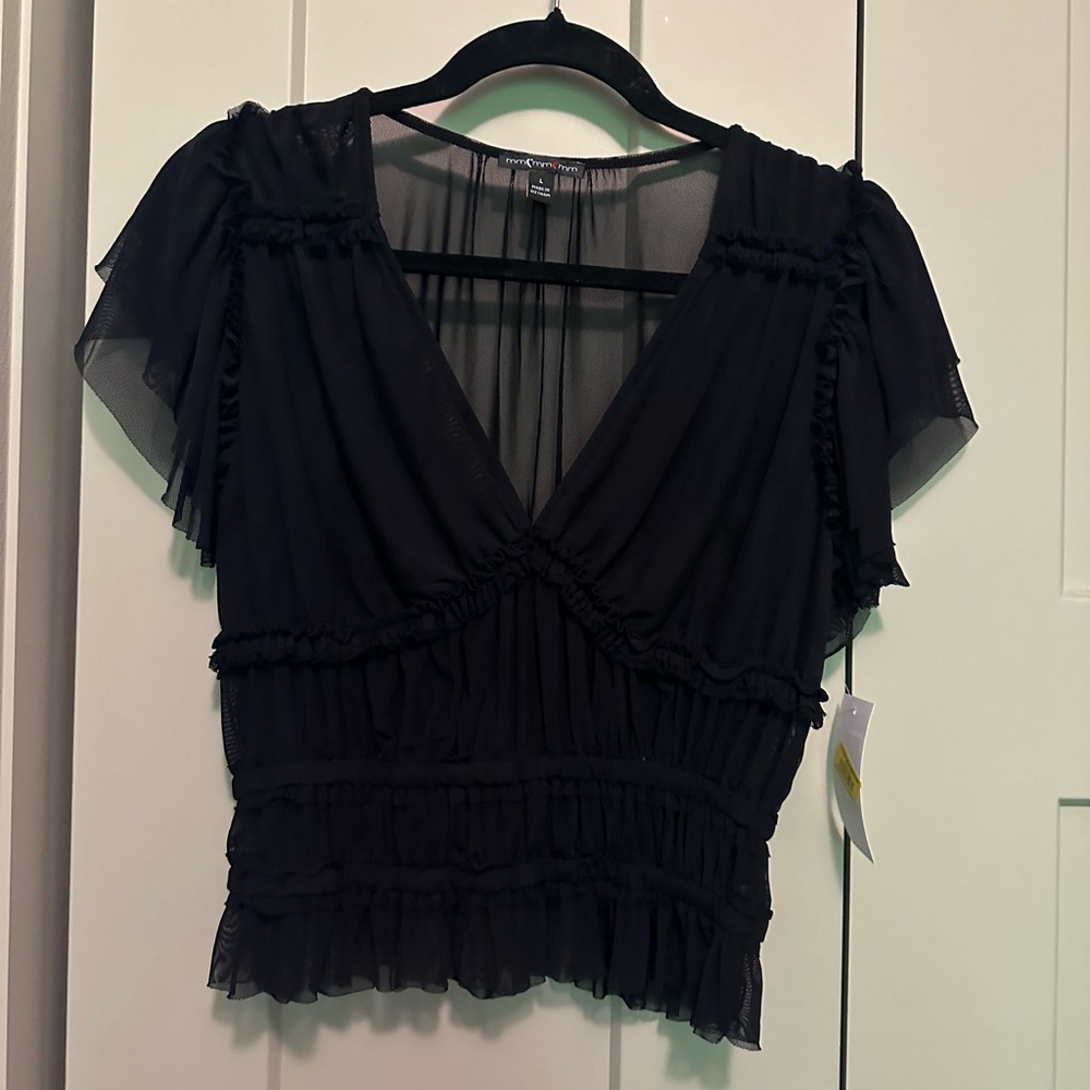 NWT black mesh top size L